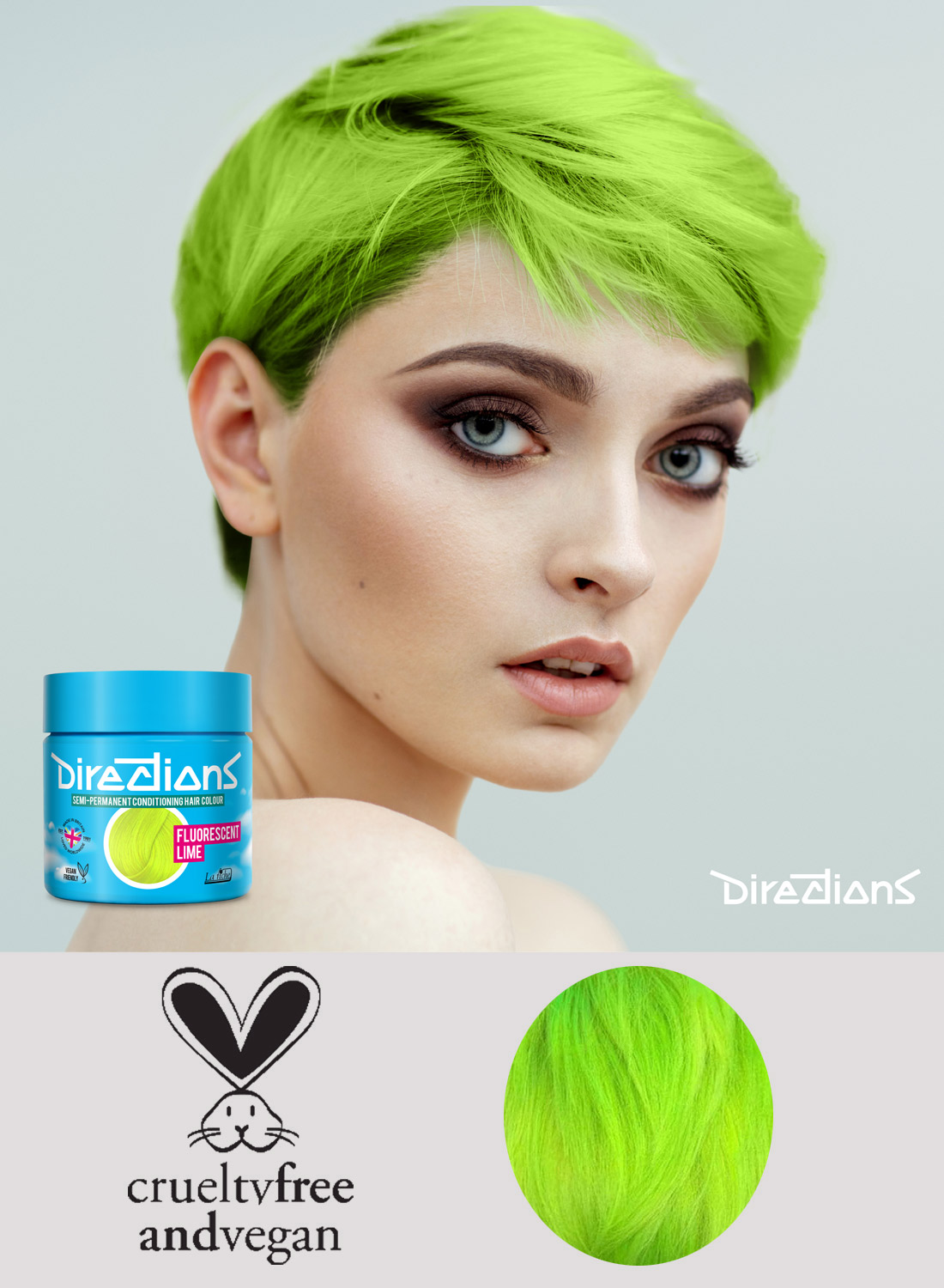 Anleitung zur Haarfarbe Fluoreszierendes Limette