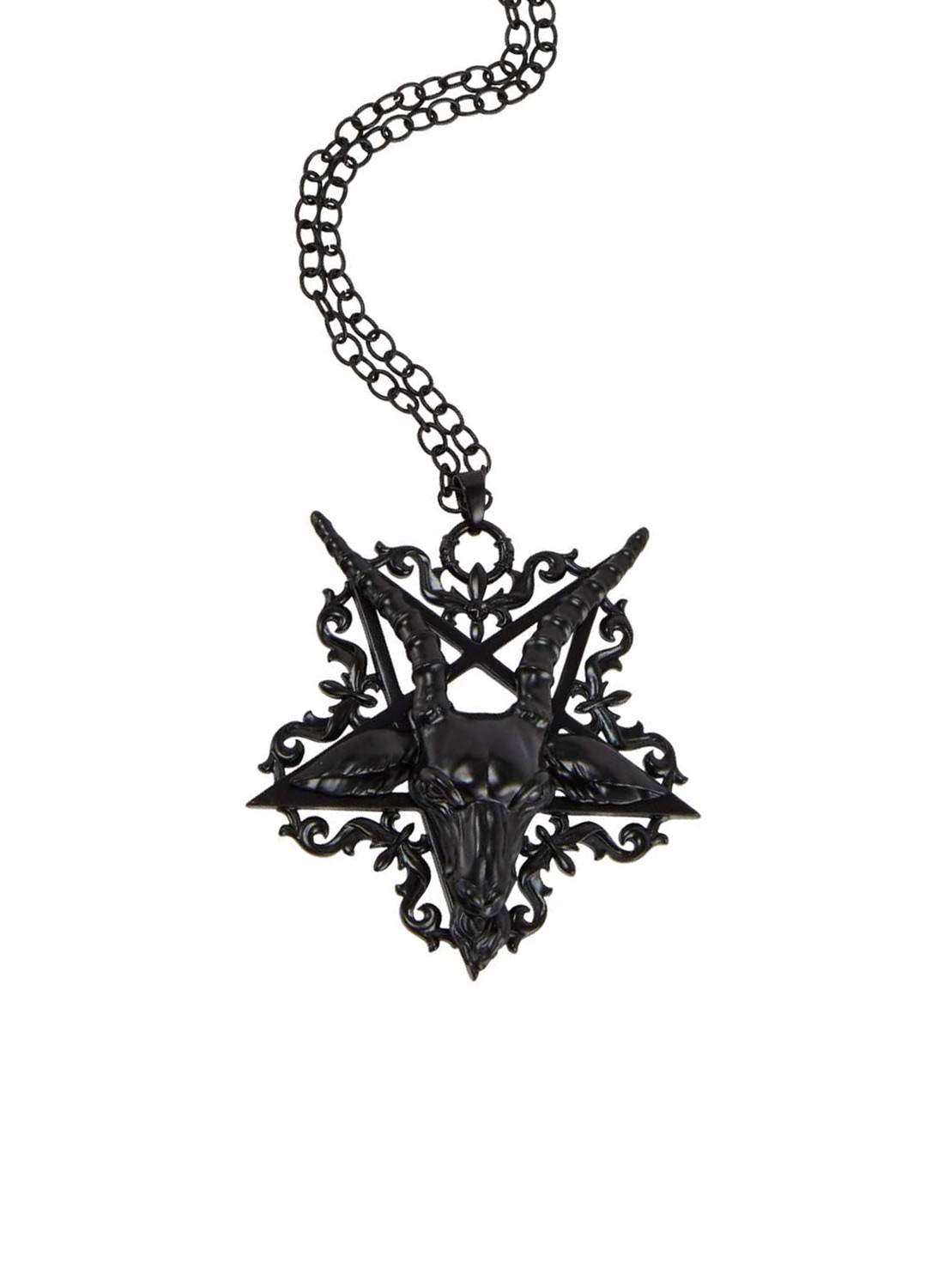 Ave Satana, svarthalsband från Killstar. Ett glänsande svart-finish baphomet hänge på en justerbar kedja.
