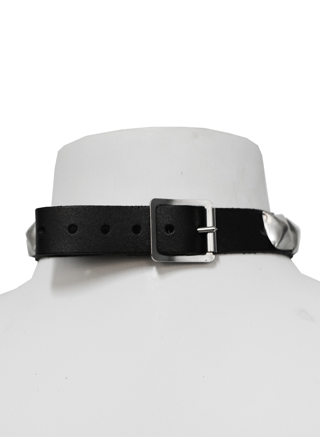 1 Row Pyramid Stud Leather Choker - Bild 2