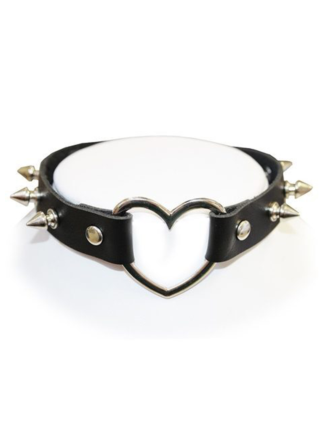 Heart Leather Choker Small Spike