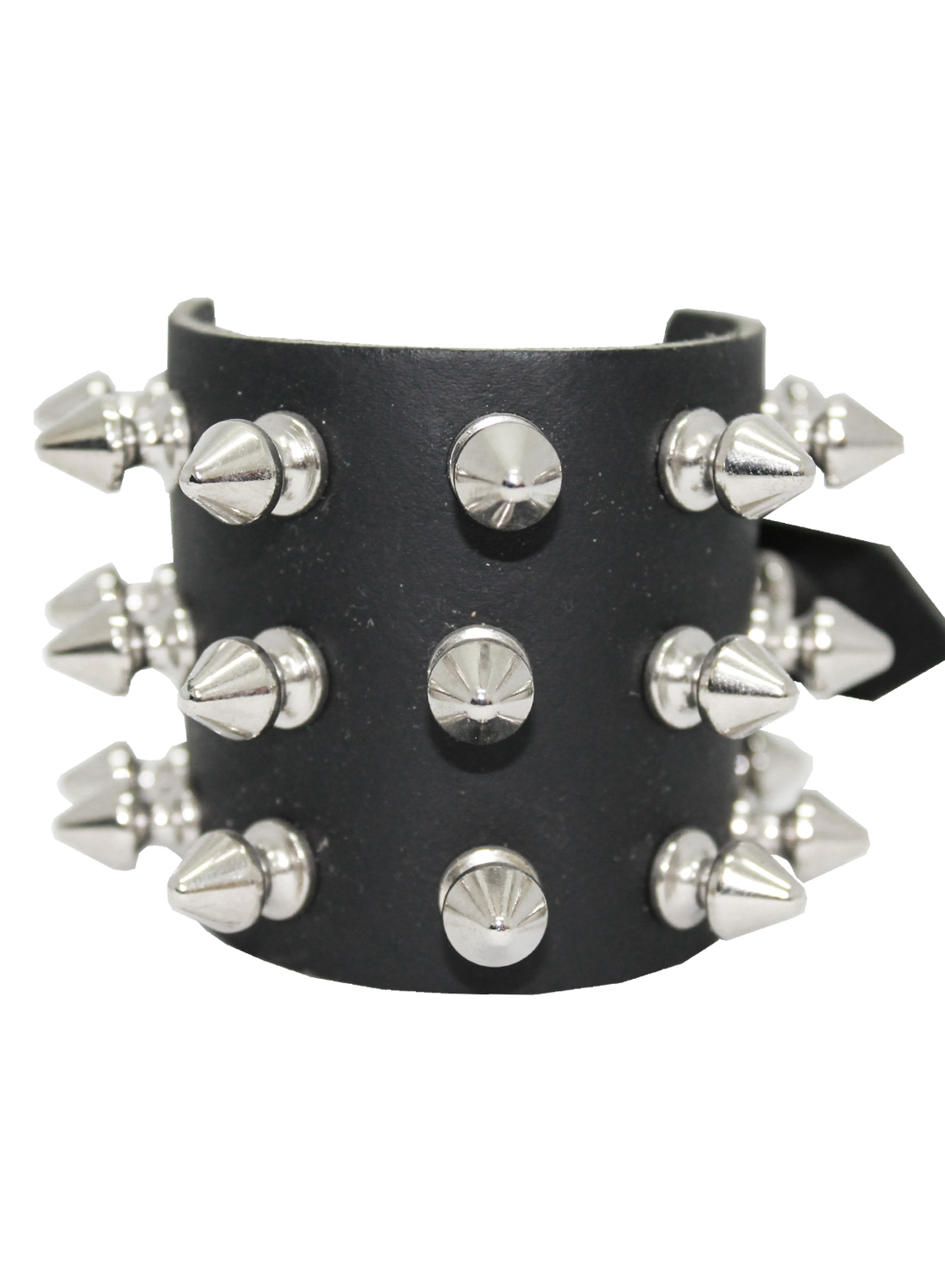 3 Row Spike Stud Leather Wristband