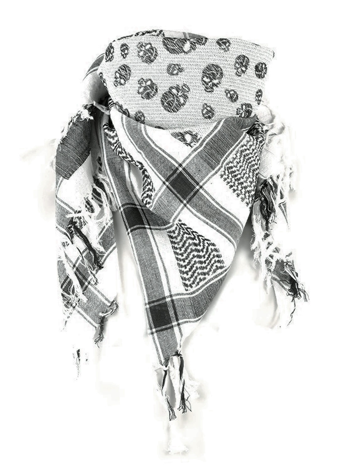 Keffiyeh White Black Skulls