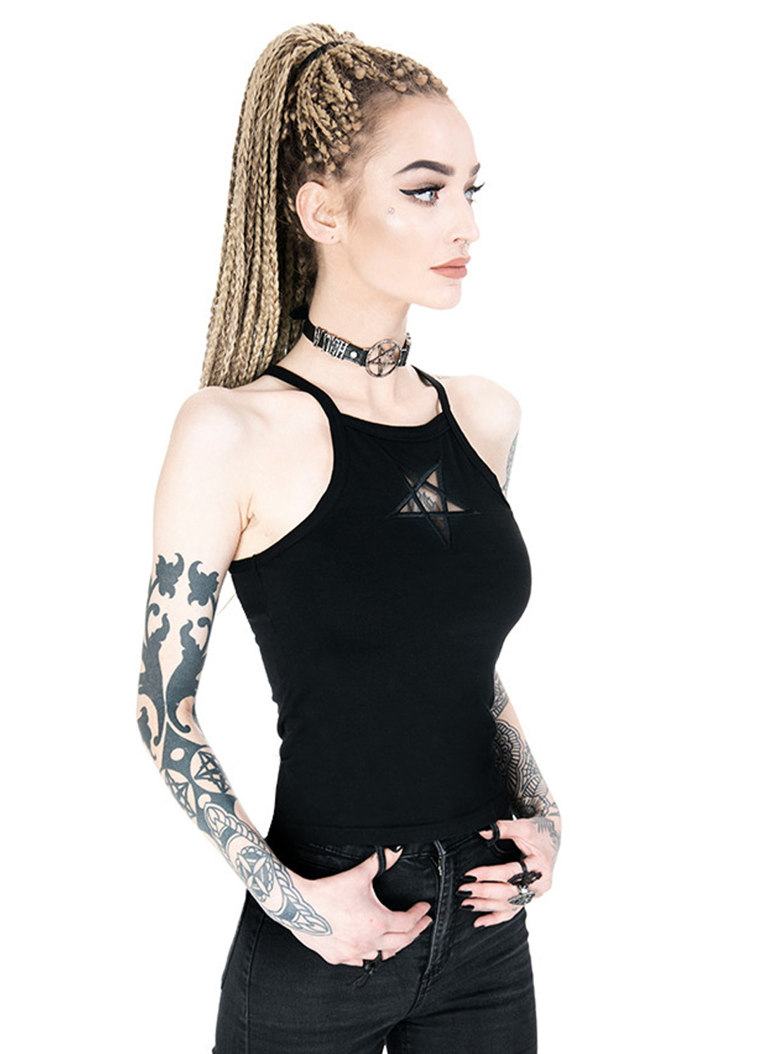 Top Mesh Pentagram Black - Bild 2