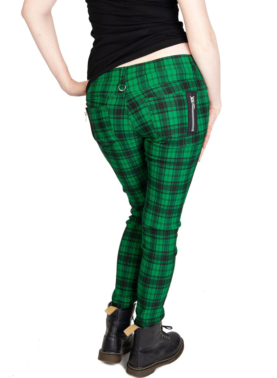 Check Skinny Jeans Green