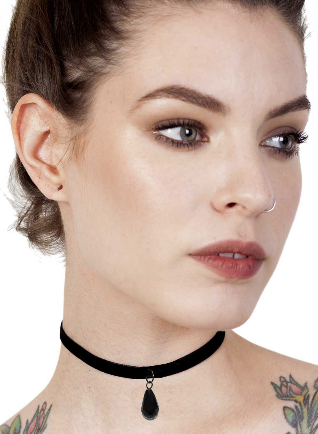 Black Drop Velvet Choker