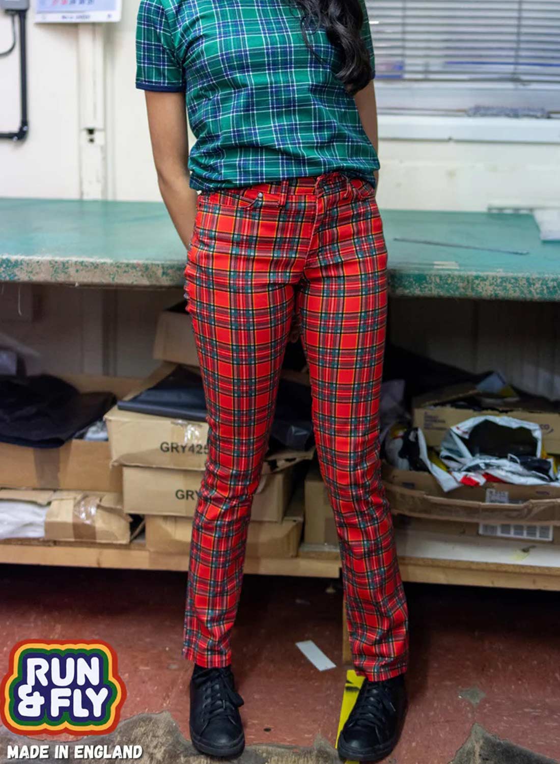 Run Fly Tartan Jeans