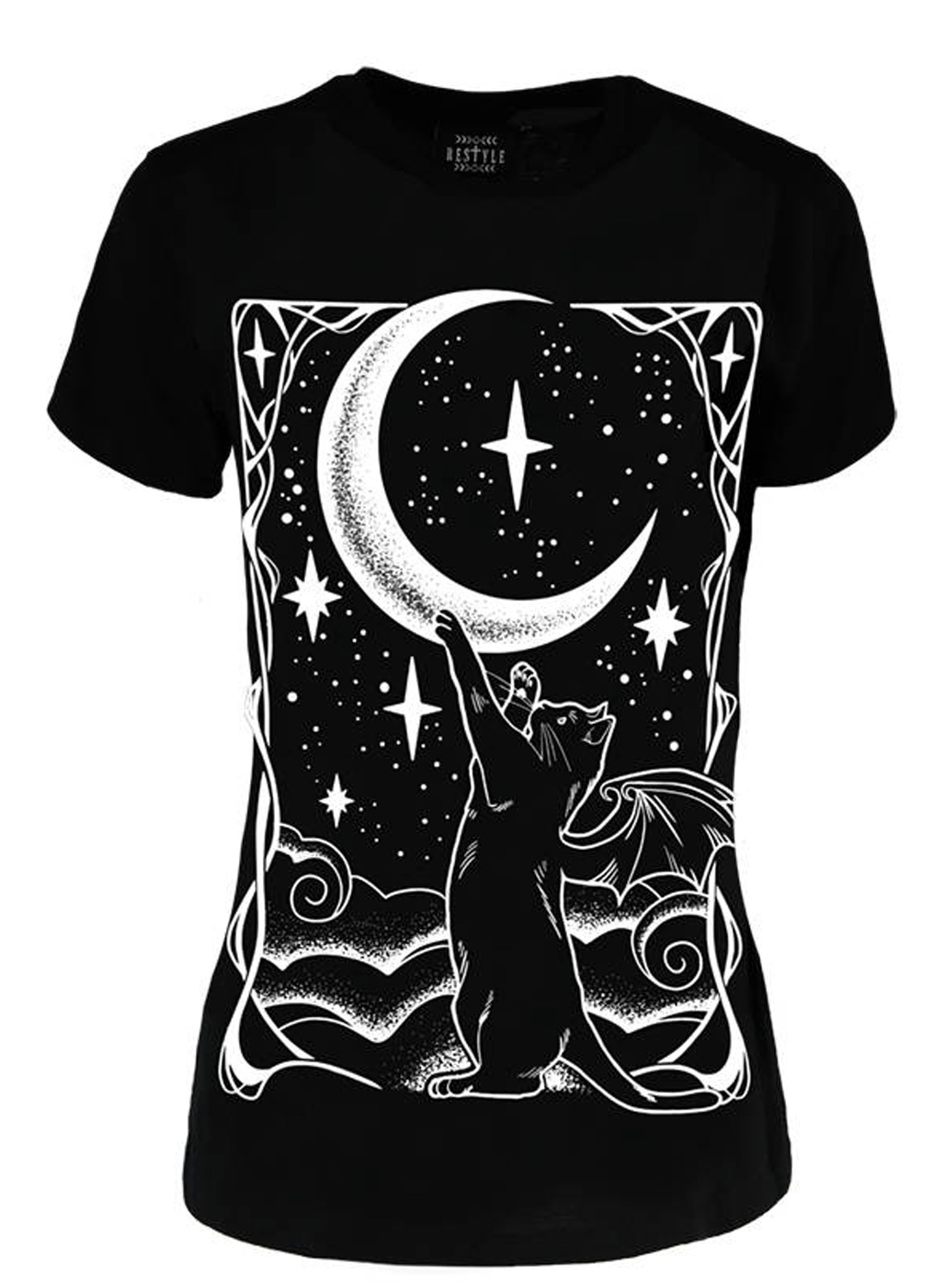 Black Cat Crescent Top