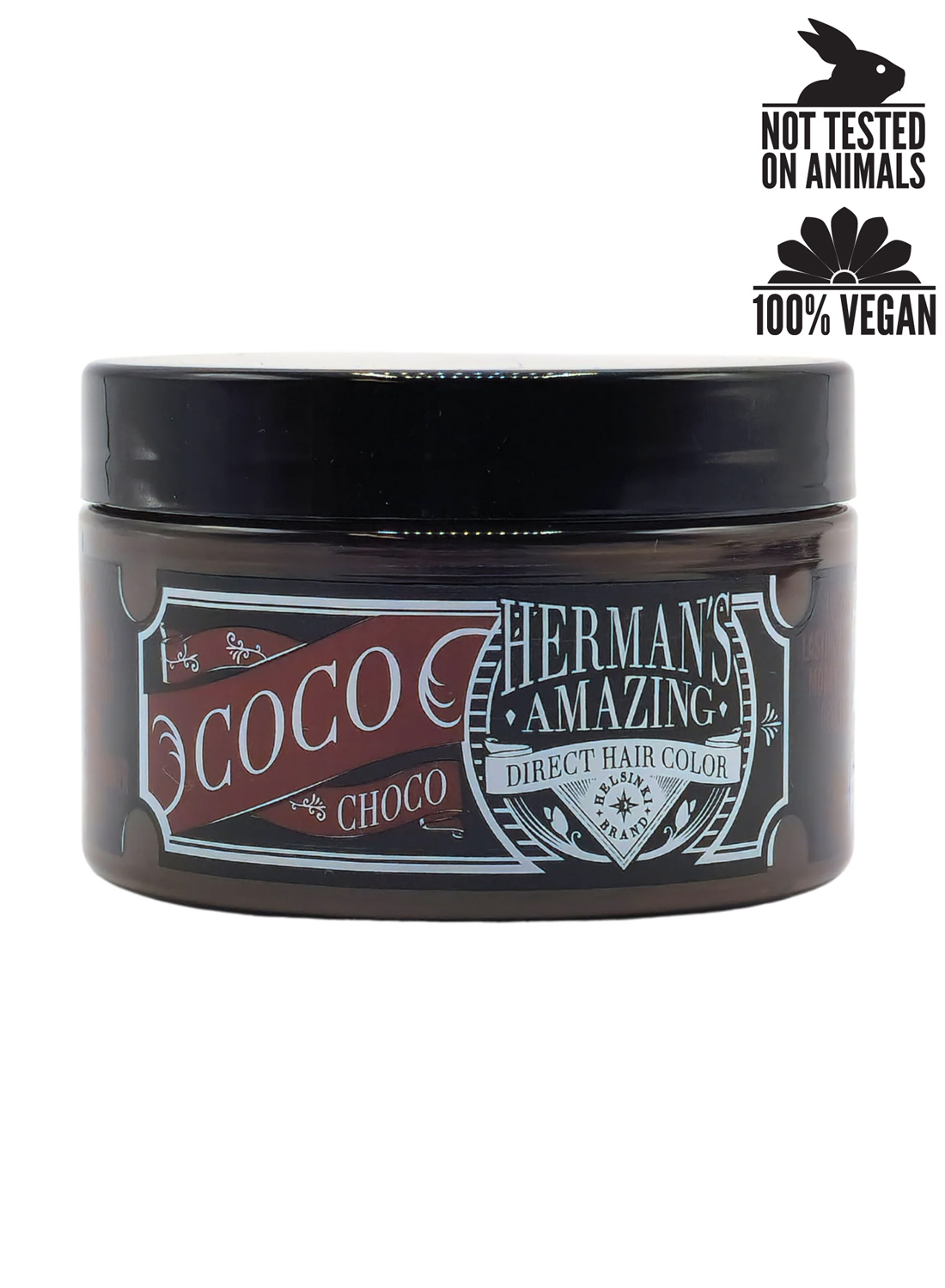 Herman's Amazing Coco Choco Haarfarbe im Glas, veganer und tierversuchsfreier Braunton.