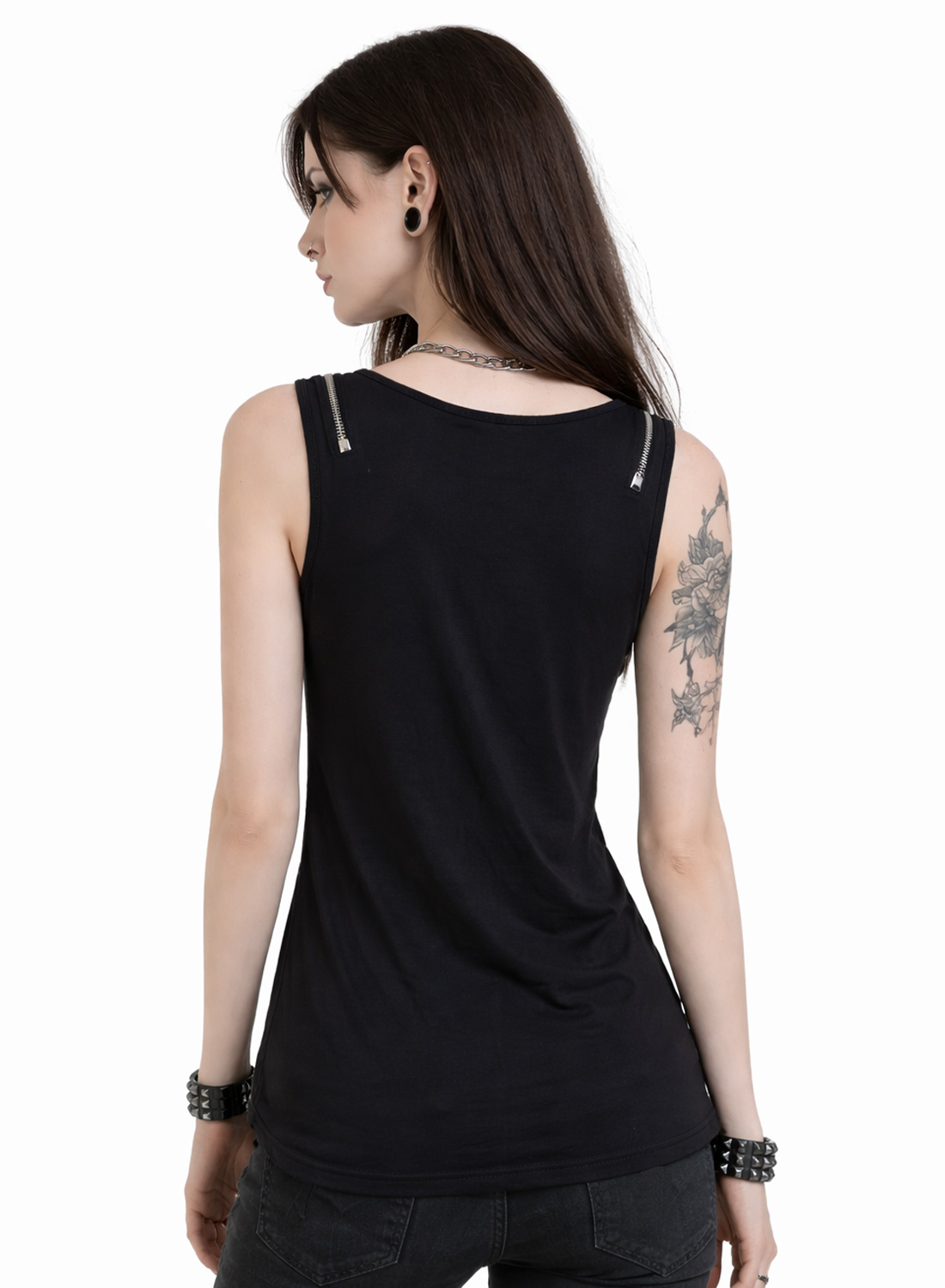 Okkultes Motte Tank Top. Jedes ärmellose Oberteil mit minimalistischem Design und dekorativen Reißverschlüssen an den Schultern hinten.