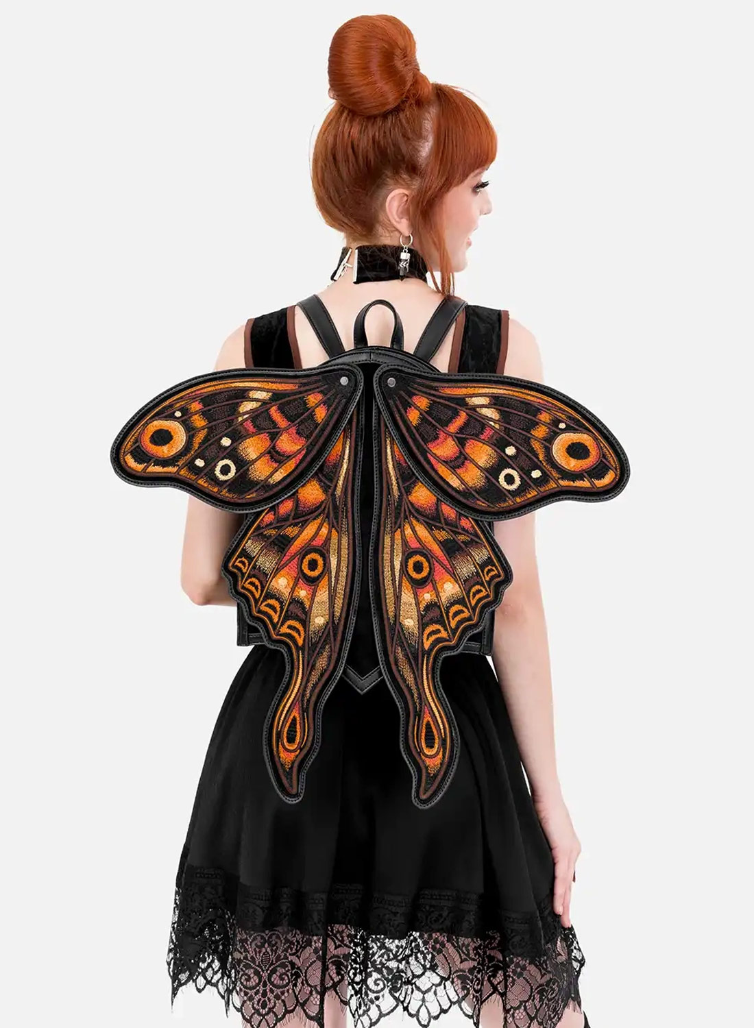 Restyle Ignis Moth Gothic-Rucksack mit gestickter Motte und beweglichen 3D-Flügeln